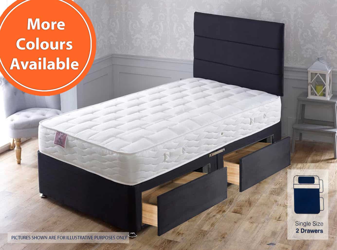 Apollo 2ft6 Taurus 2 Drawer Bed | Buy Online | Beds.ie