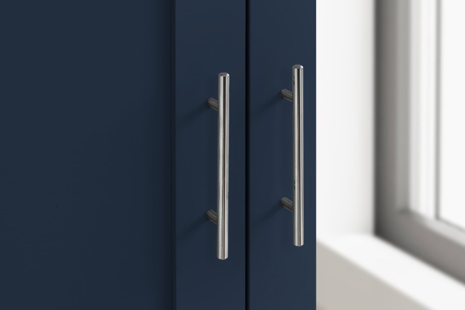 Highgate 3 Door Wardrobe with Mirrored Door - Navy & Oak - Image 5