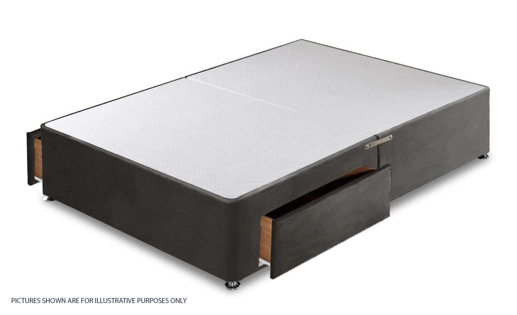 Apollo 6ft Velvet Dark Grey 2 Drawer Divan Base | Buy Online | Beds.ie