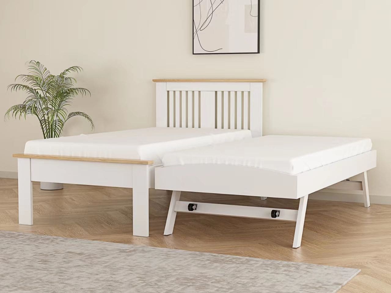 Flintshire 3ft Hendre Guest Bed - White & Oak - Image 2