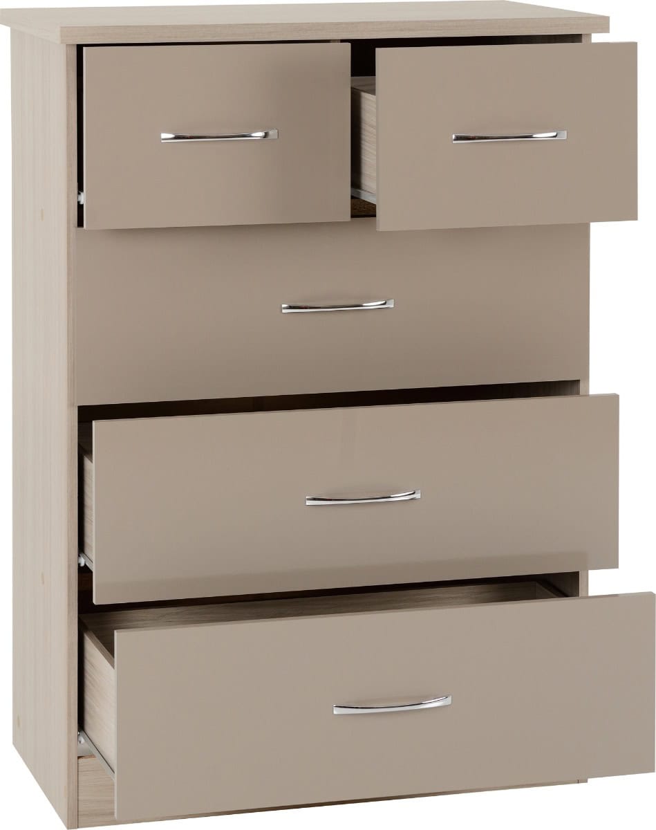 Nevada 4 Drawer Dressing Table Set - Oyster Gloss & Oak - Image 2