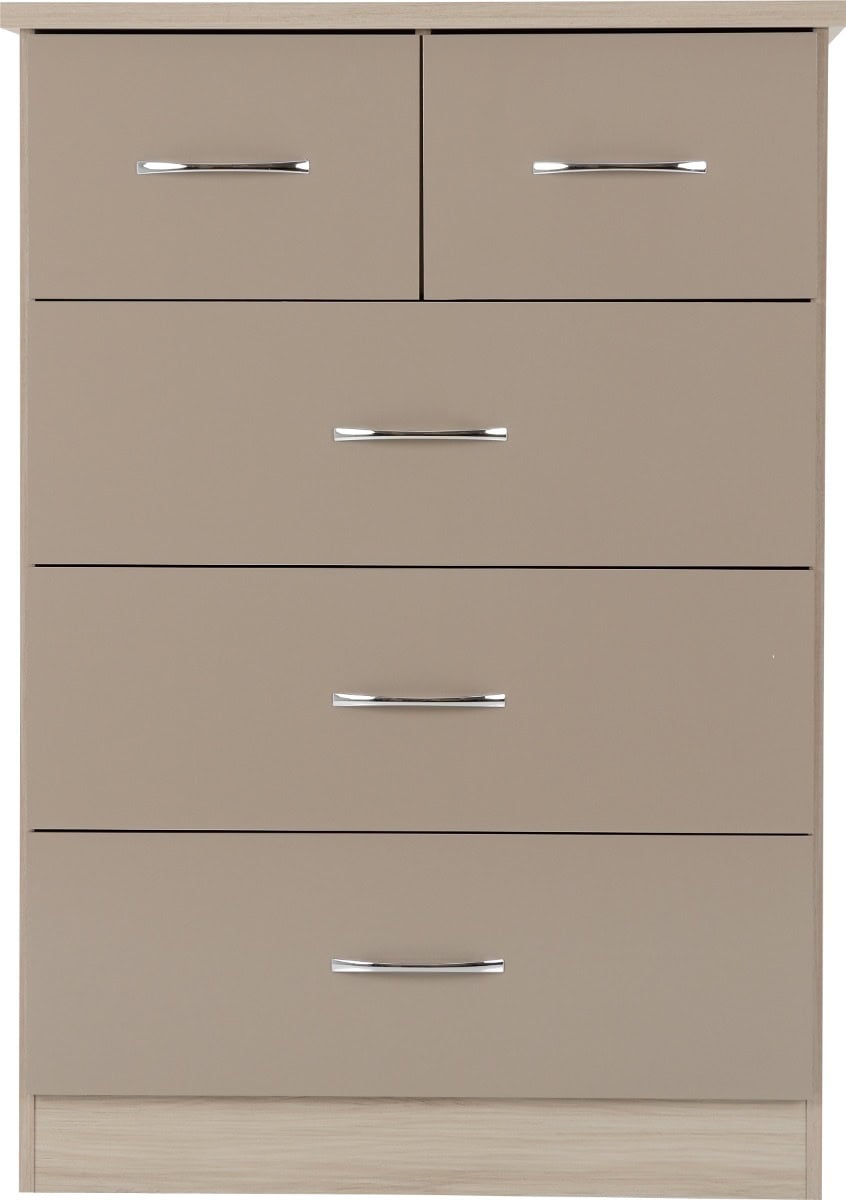 Nevada 4 Drawer Dressing Table Set - Oyster Gloss & Oak - Image 3