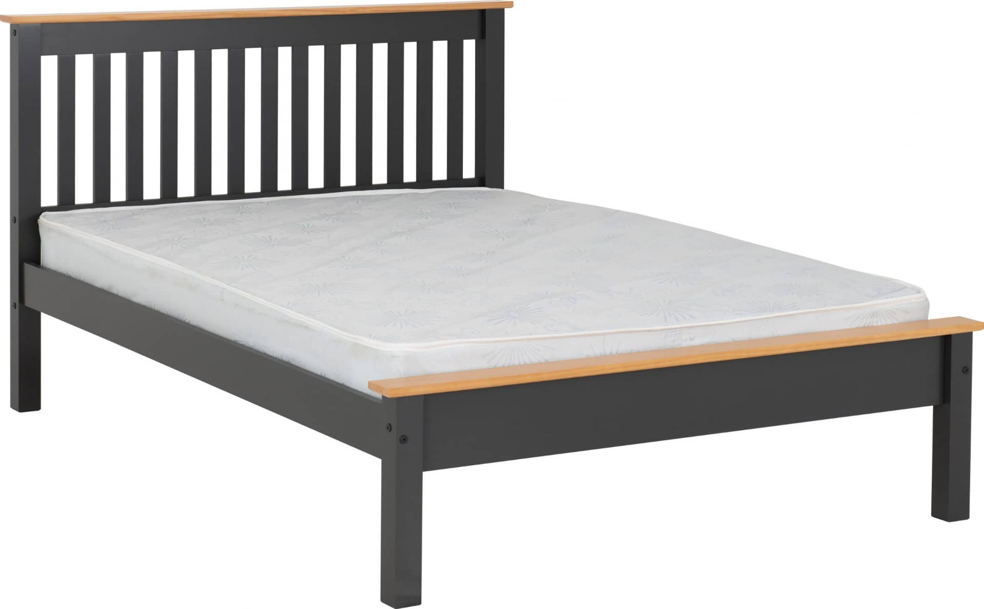 Monaco 5ft Low End Bedframe - Dark Grey & Oak | Buy Online | Beds.ie