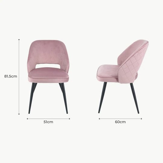 Sutton Chair - Pink Velvet (Set of 2) - Image 6