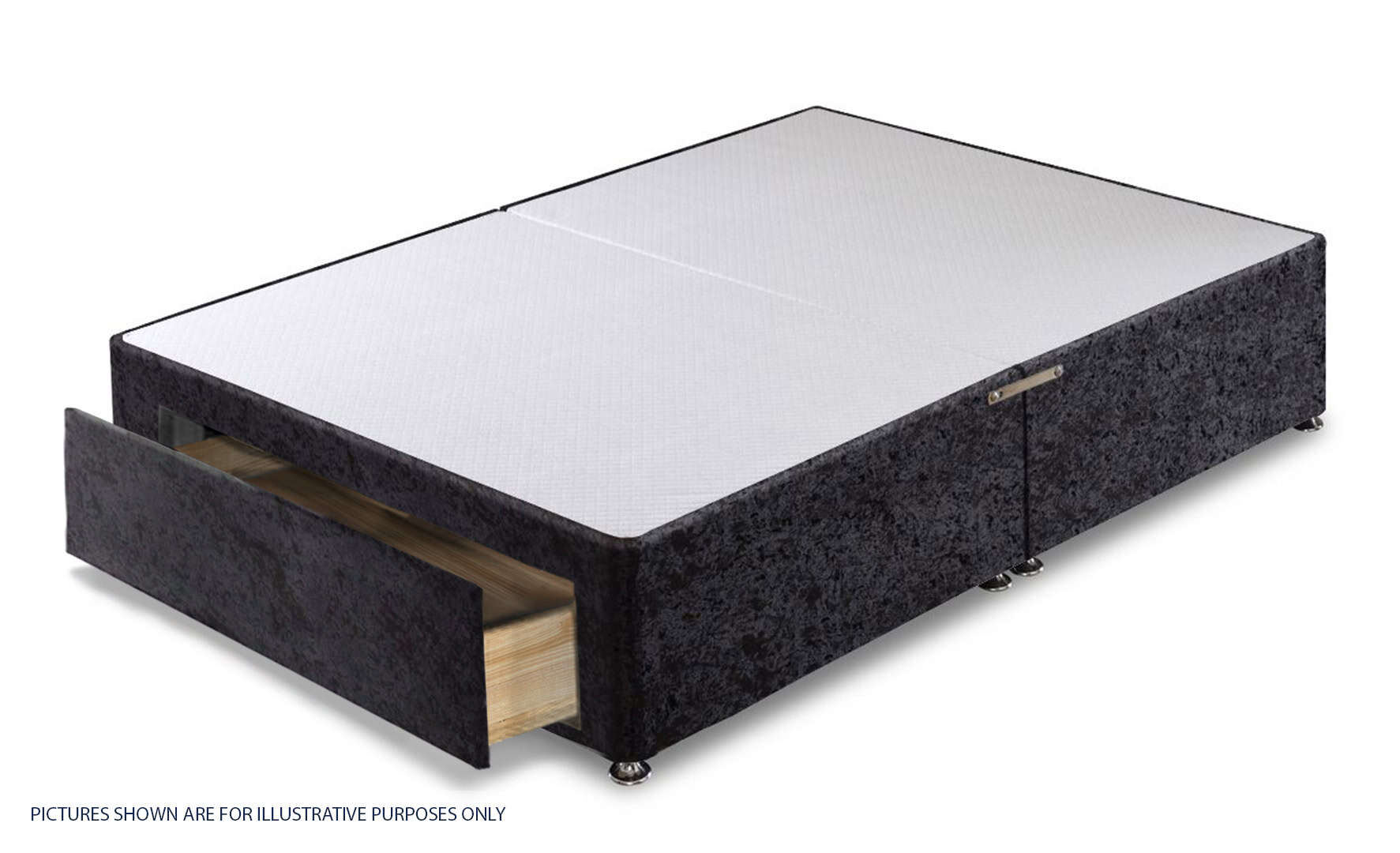 Apollo 4ft Glitz Black Jumbo Drawer Divan Base | Buy Online | Beds.ie