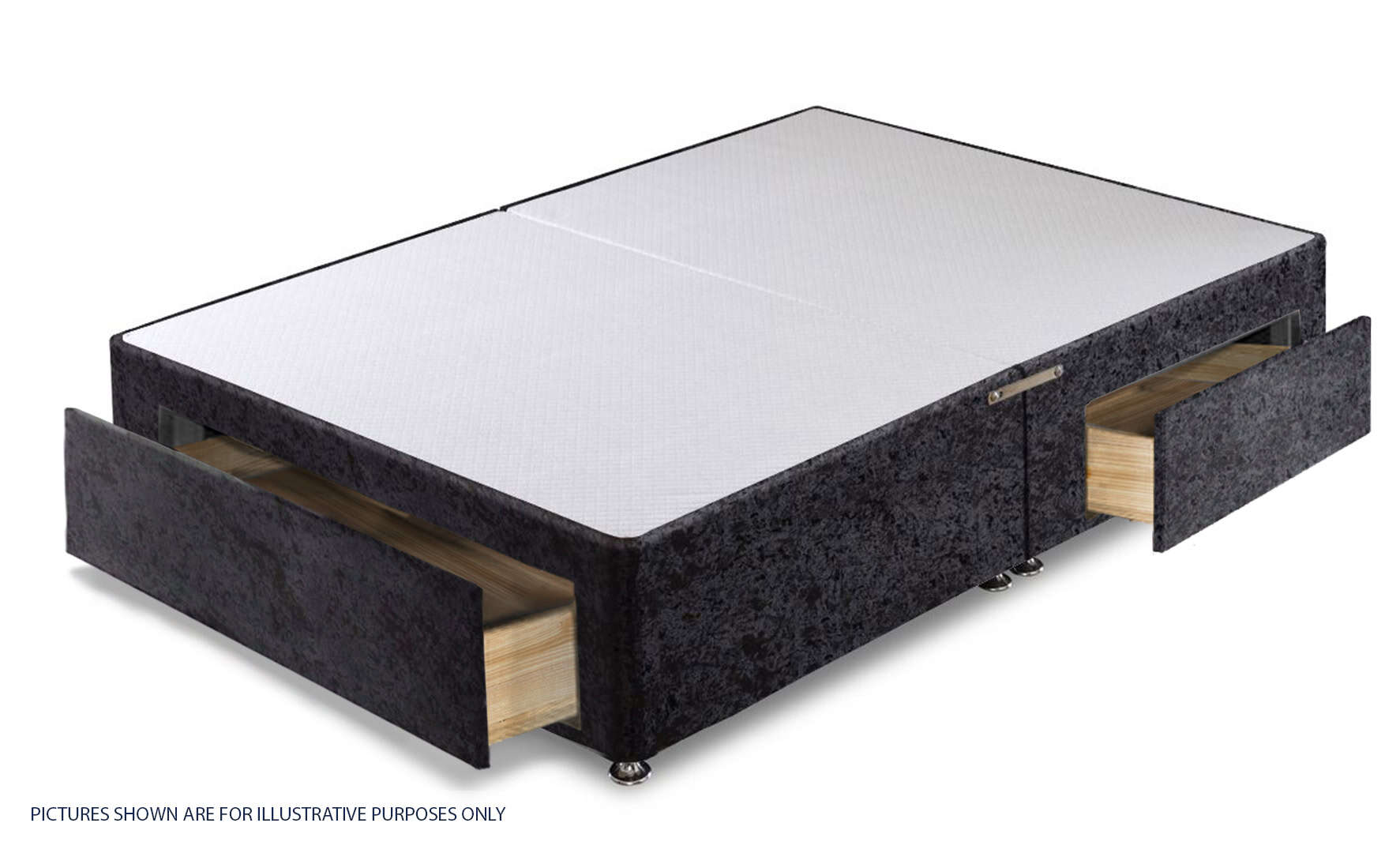 Apollo 4ft Glitz Black Jumbo Drawer Divan Base - Image 2