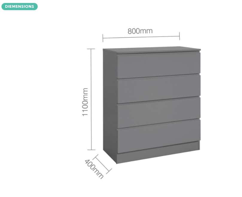 Oslo 4 Drawer Chest - Grey - Image 5