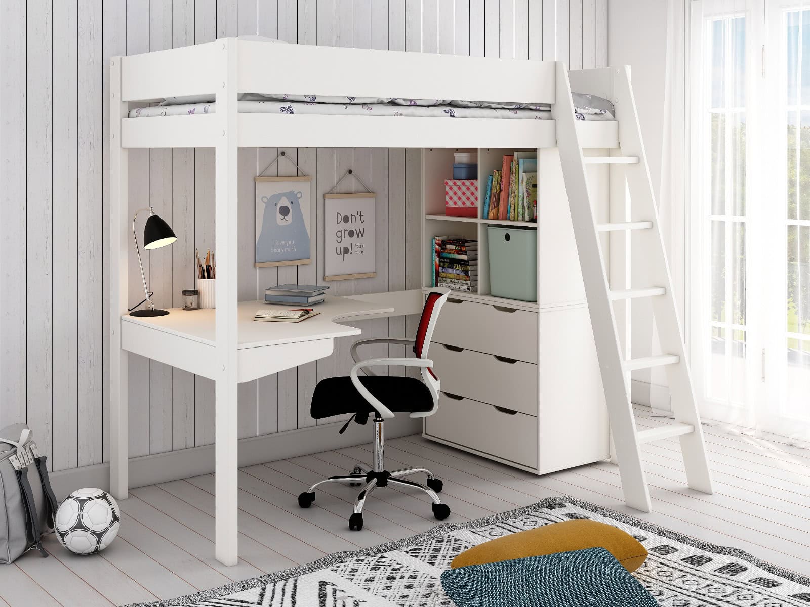 Kids Avenue Estella White Highsleeper with Desk & Storage | Buy Online | Beds.ie