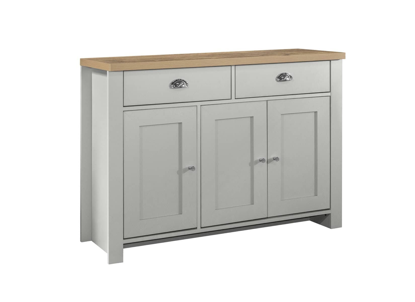 Highgate 3 Door 2 Drawer Sideboard - Grey & Oak - Image 2