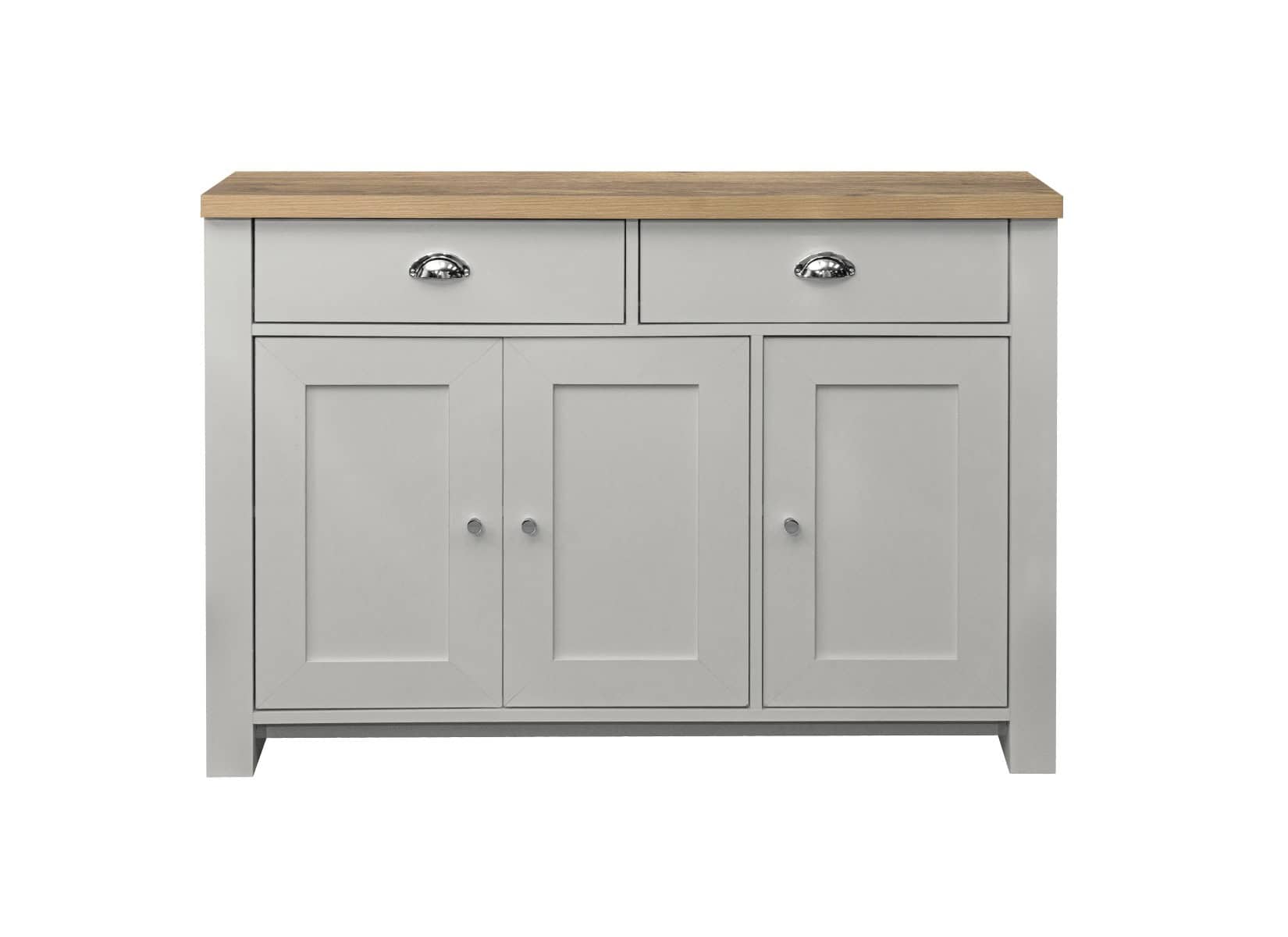 Highgate 3 Door 2 Drawer Sideboard - Grey & Oak - Image 3