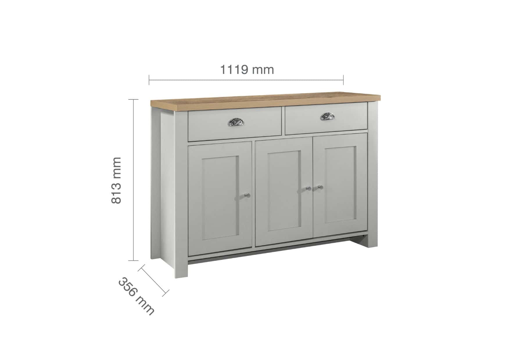 Highgate 3 Door 2 Drawer Sideboard - Grey & Oak - Image 9