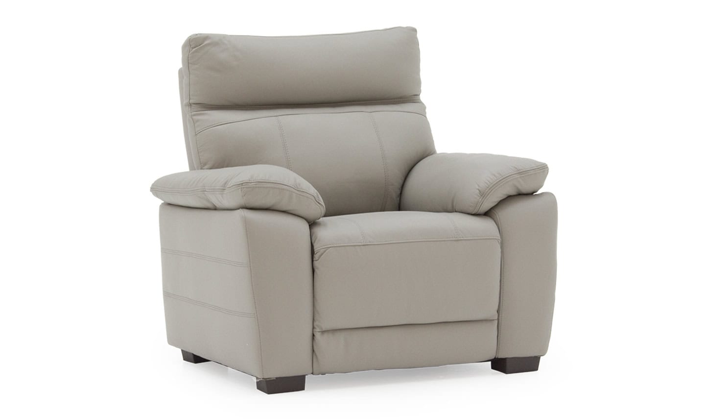Positano 1 Seater Fixed Armchair - Light Grey Leather | Buy Online | Beds.ie