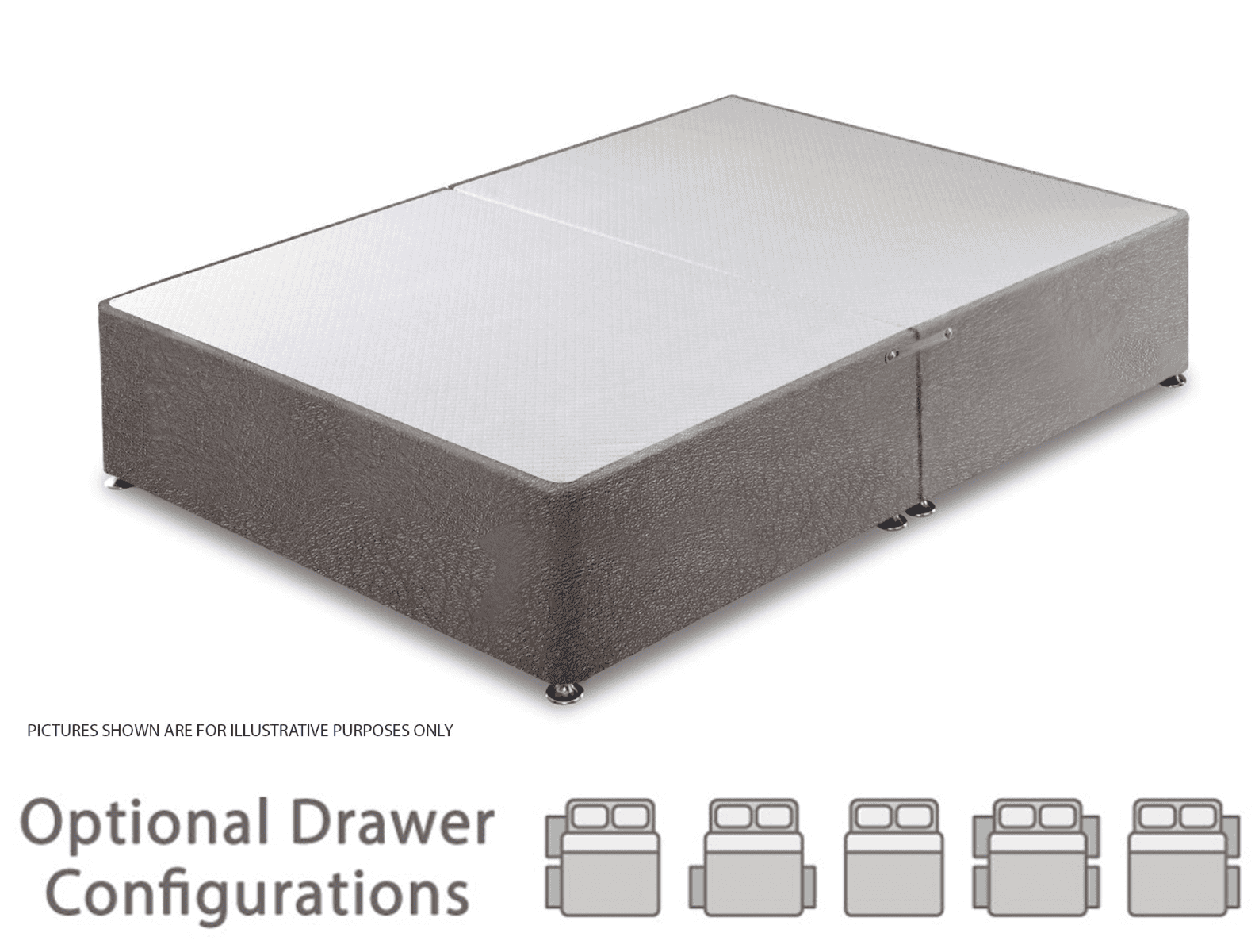 Granada 4ft Divan Base - Grey Faux Leather - Image 2