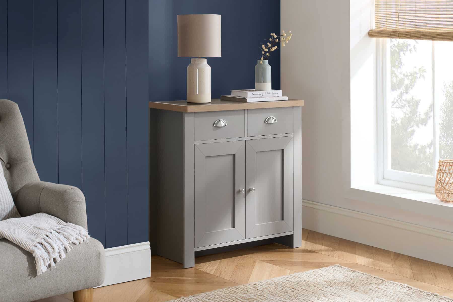 Highgate 2 Door 2 Drawer Sideboard - Grey & Oak | Buy Online | Beds.ie