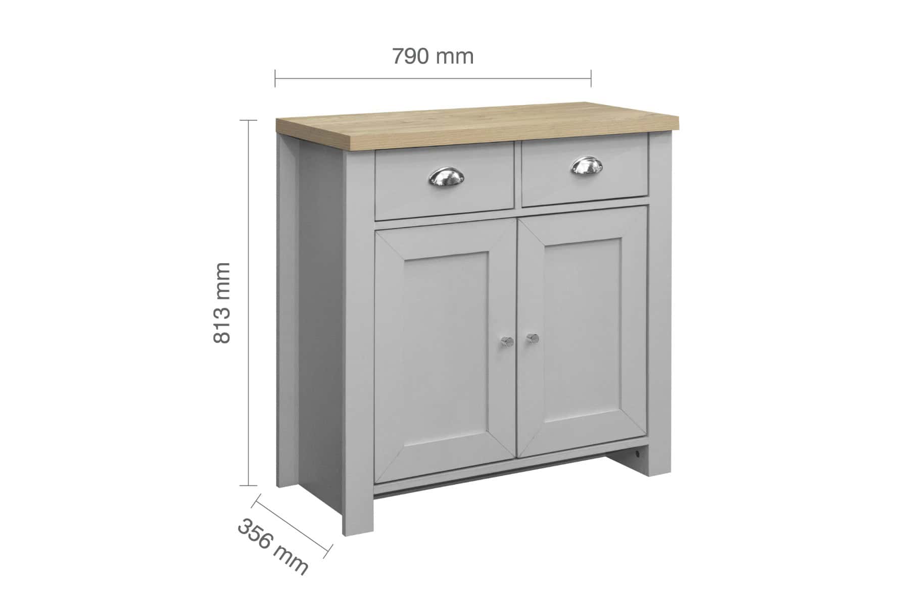 Highgate 2 Door 2 Drawer Sideboard - Grey & Oak - Image 9