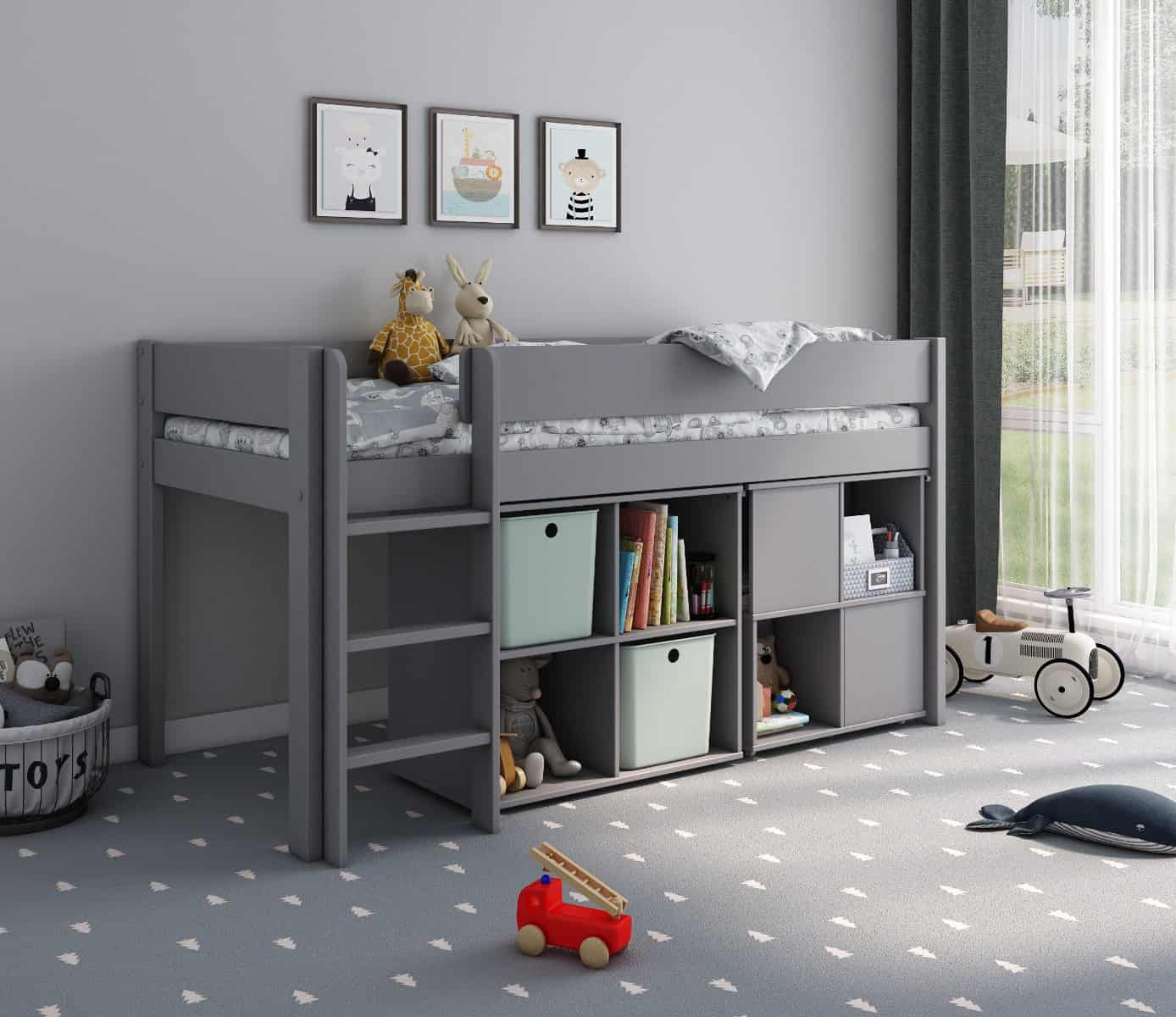 Kids Avenue Estella Midsleeper with Desk - Grey - Image 2