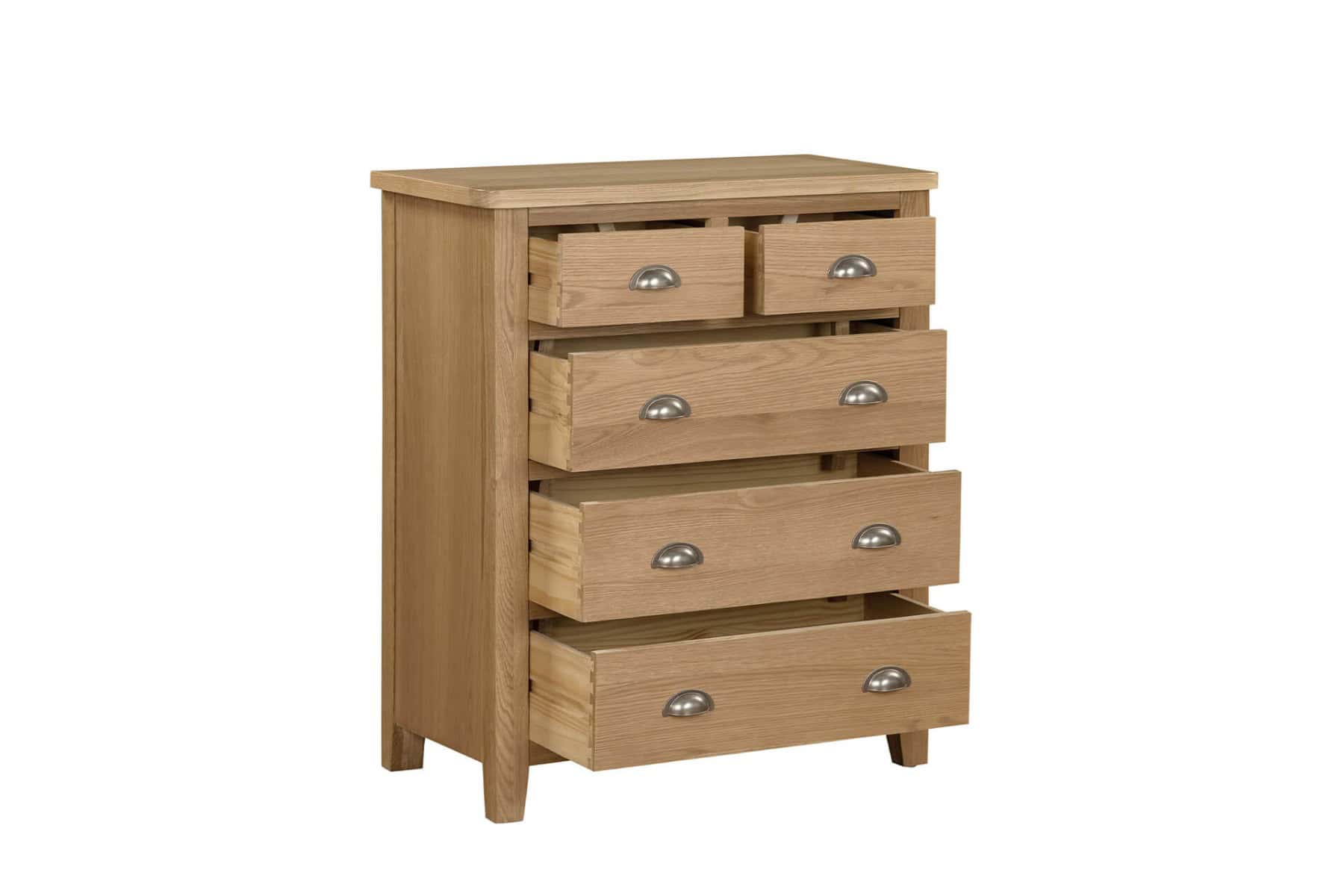 Marsden 5 Drawer Tall Chest - Oak - Image 3