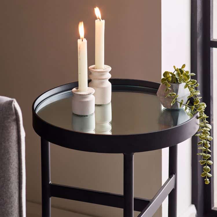 Francis Mirror Glass Lamp Table - Black - Image 2