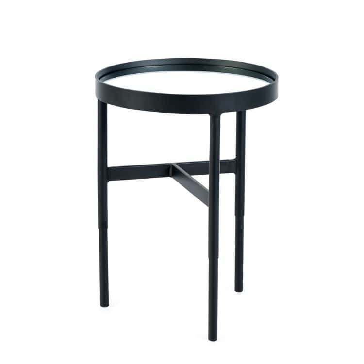 Francis Mirror Glass Lamp Table - Black - Image 6