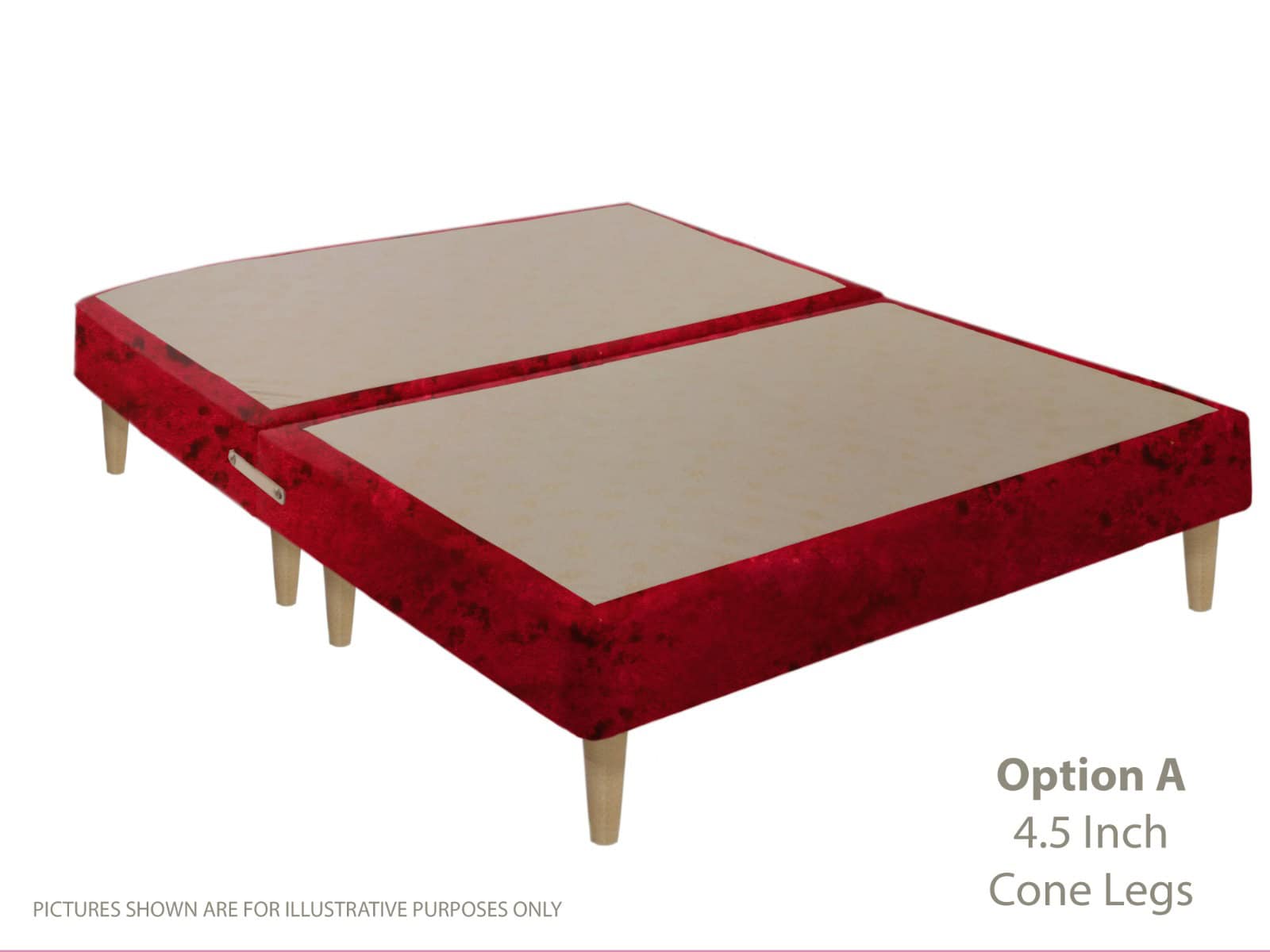 Apollo 6ft Glitz Red Shallow Divan Base on Legs | Buy Online | Beds.ie