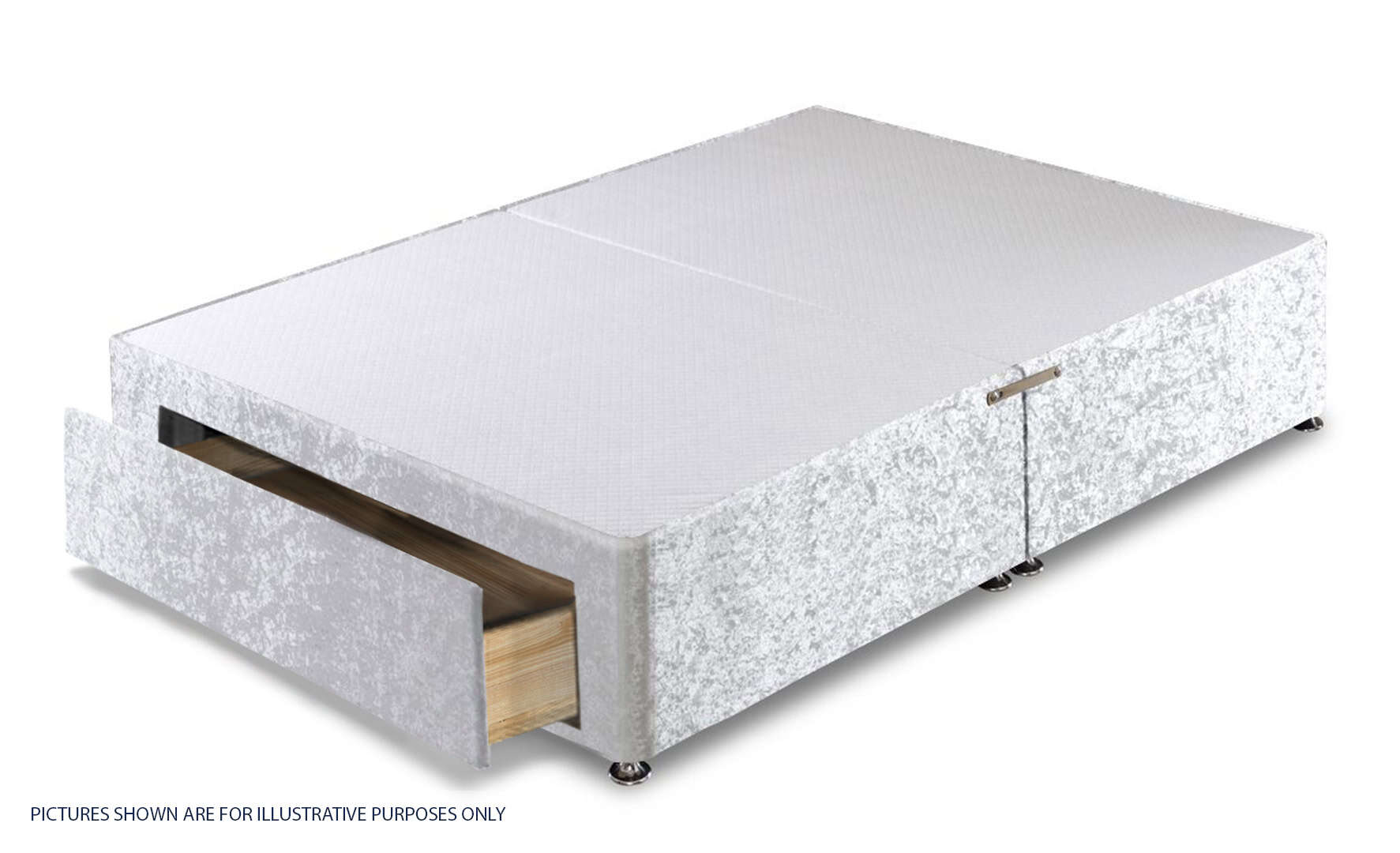 Apollo 4ft Glitz Ice White Jumbo Drawer Divan Base | Buy Online | Beds.ie