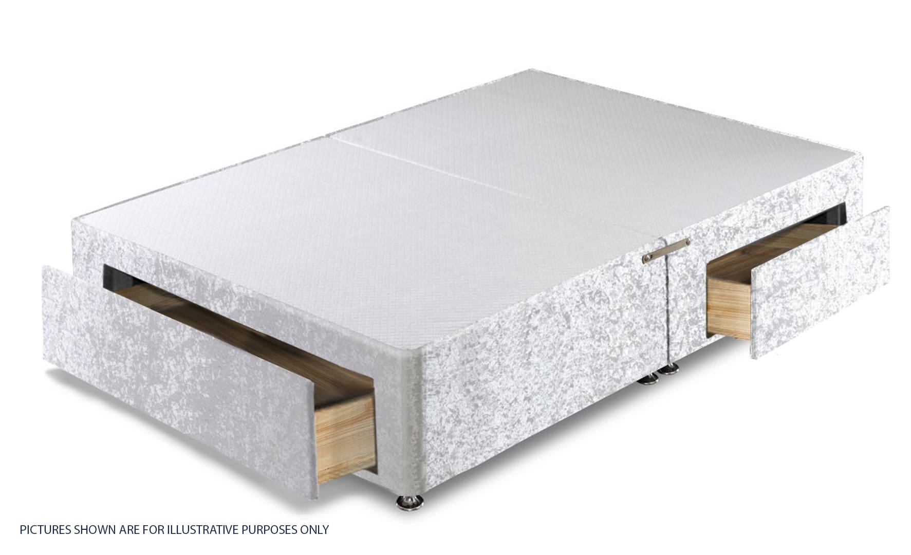Apollo 4ft Glitz Ice White Jumbo Drawer Divan Base - Image 2
