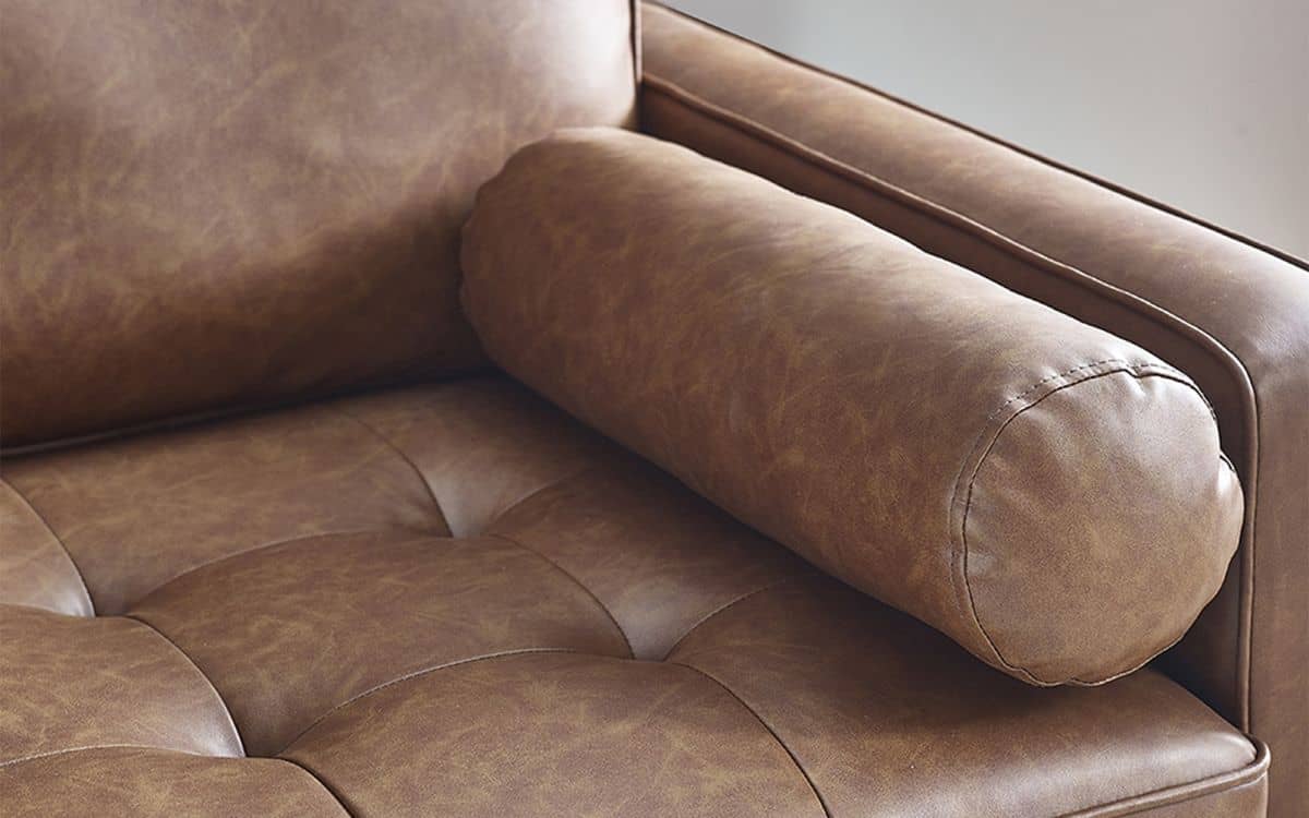 Henderson 2 Seater Sofa - Brown Faux Leather - Image 4