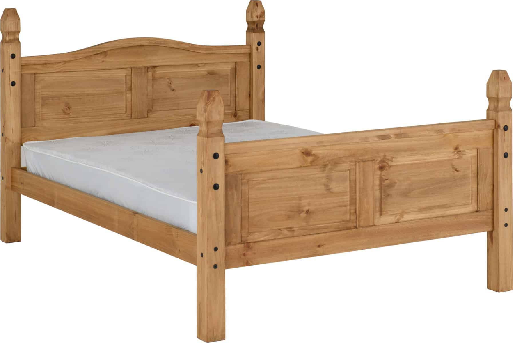 Corona 4ft6 High Foot End Bedframe - Waxed Pine - Image 2