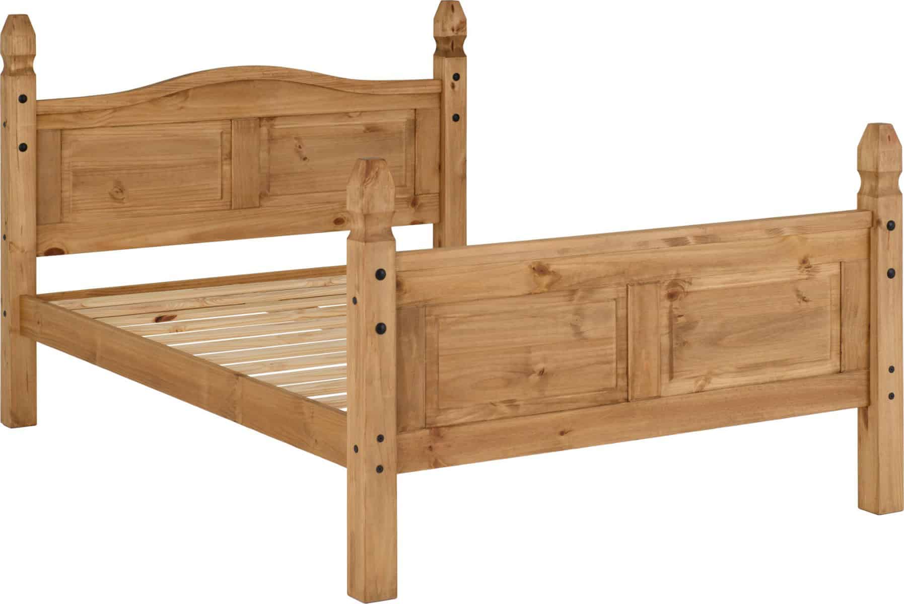Corona 4ft6 High Foot End Bedframe - Waxed Pine - Image 3