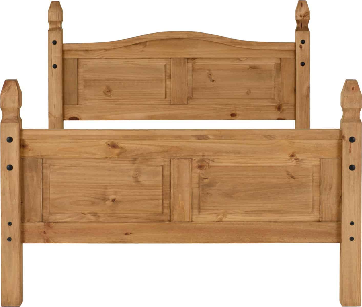 Corona 4ft6 High Foot End Bedframe - Waxed Pine - Image 5