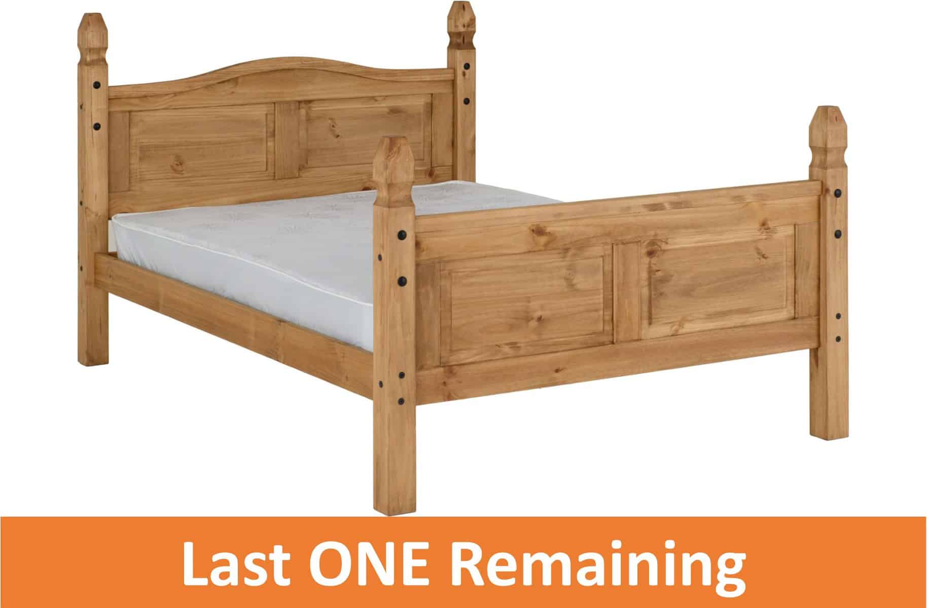 Corona 4ft6 High Foot End Bedframe - Waxed Pine - Image 6