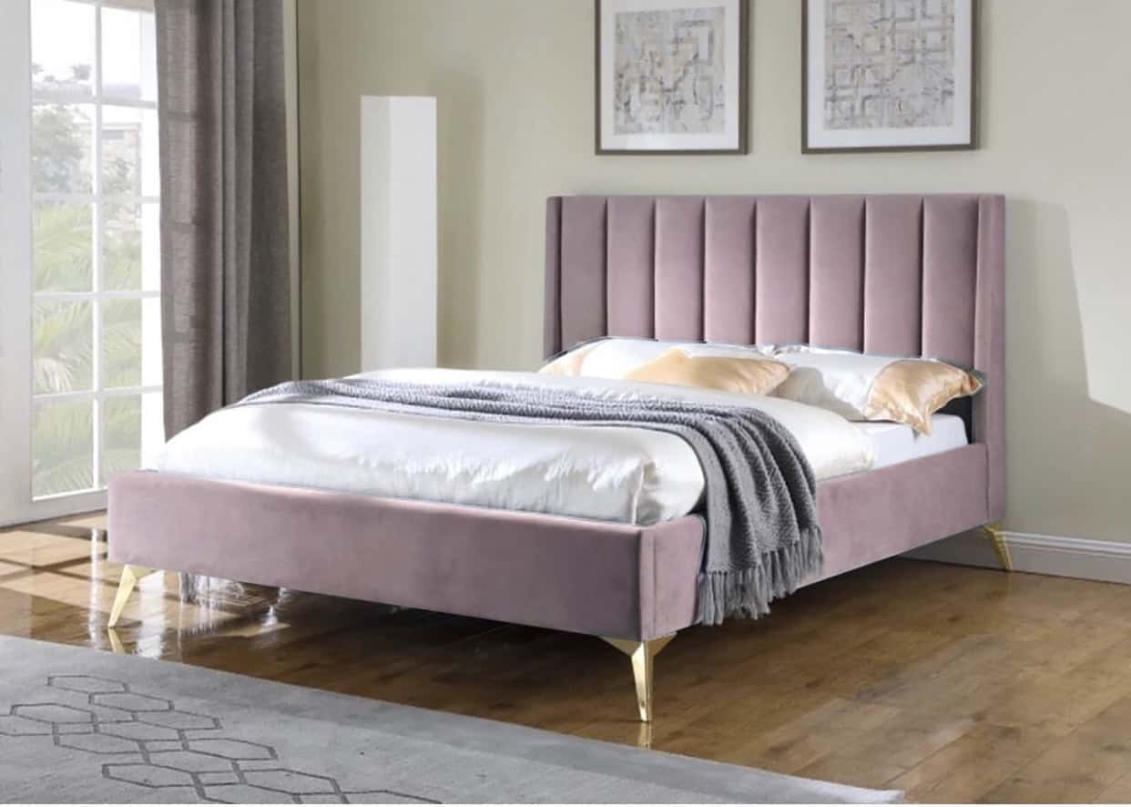 Clara 5ft Bedframe - Pink Velvet | Buy Online | Beds.ie