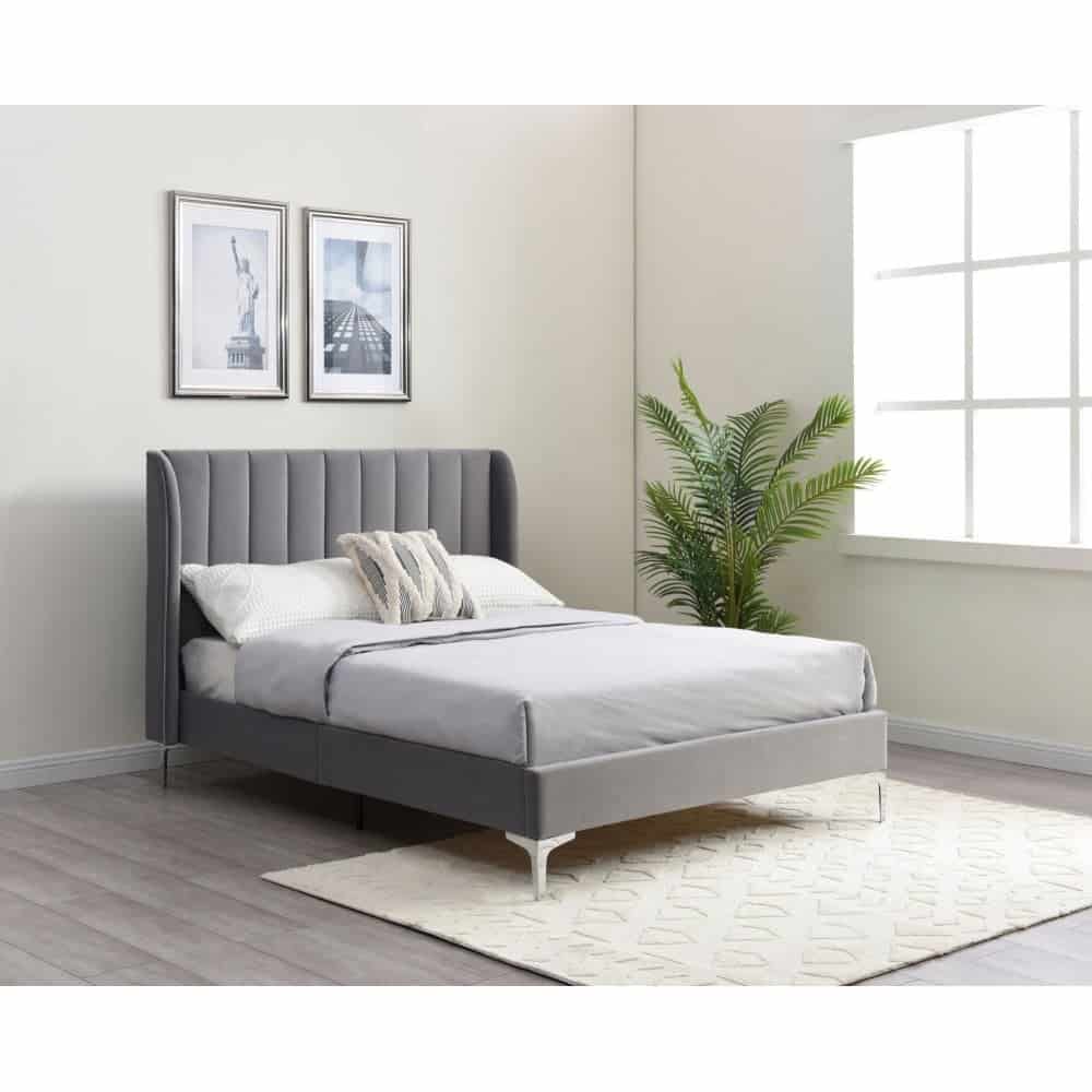Avery 6ft Bedframe - Grey Velvet | Buy Online | Beds.ie