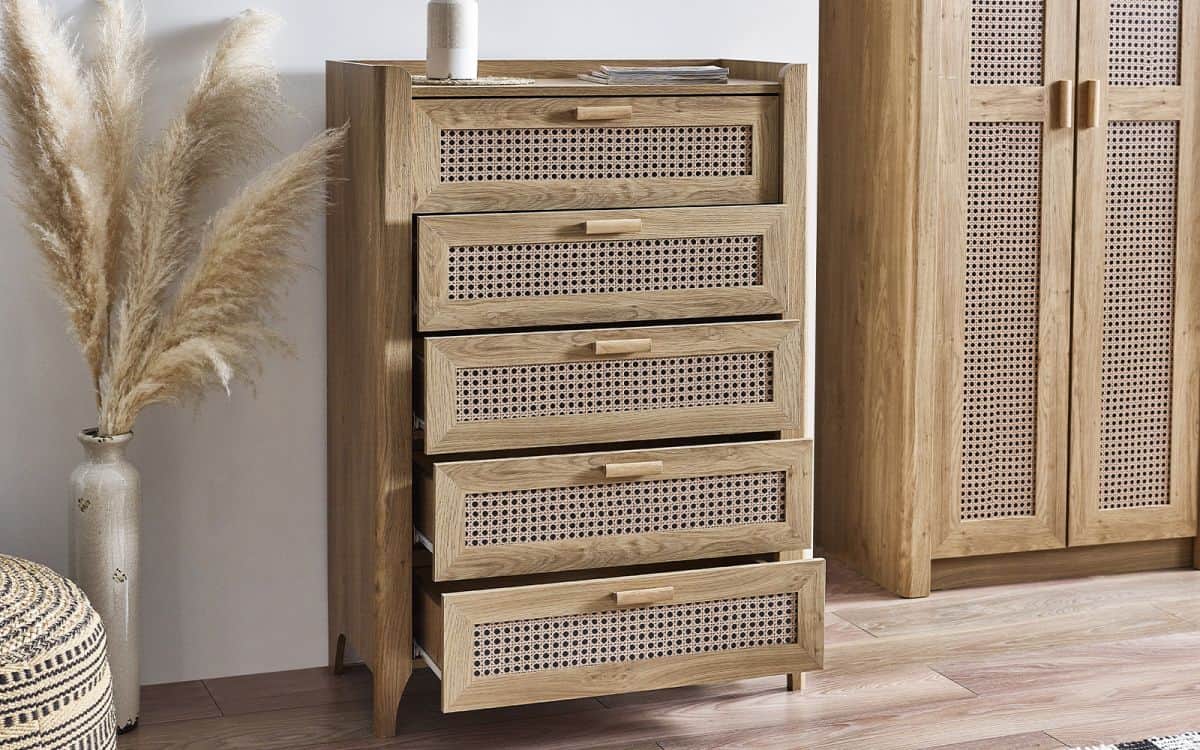 Sydenham 5 Drawer Chest - Rattan Oak - Image 5