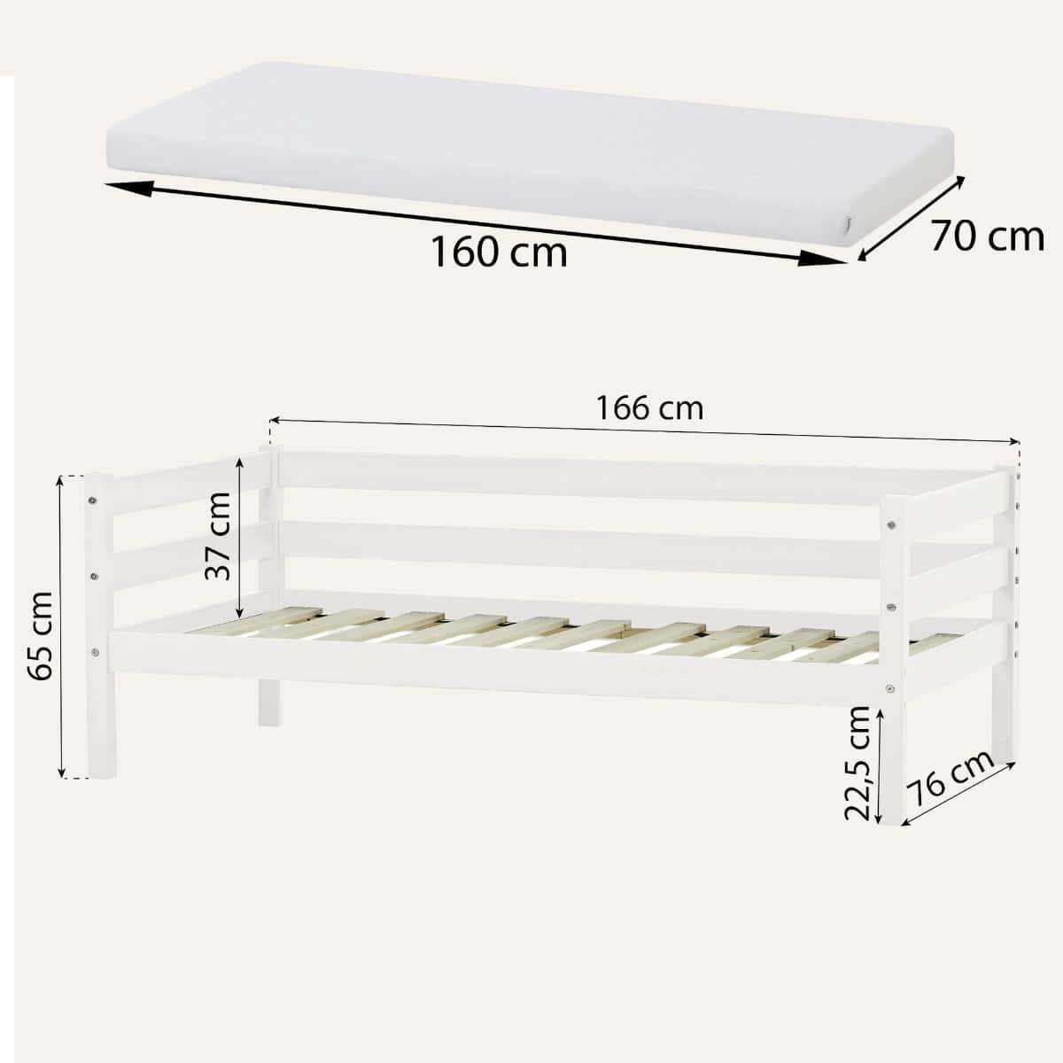 Hoppekids Shorty Daybed with Drawers - White - Image 4