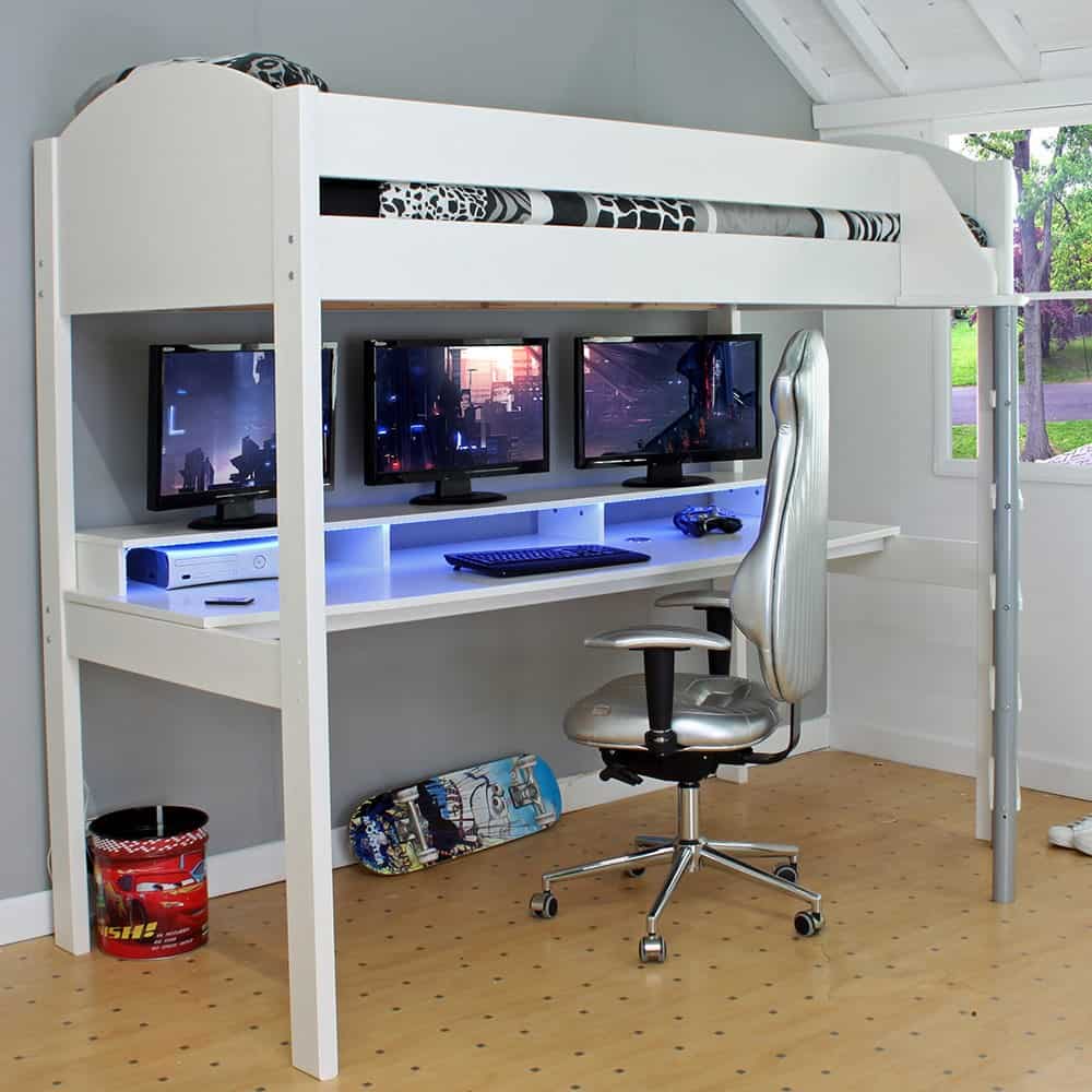 Kids Avenue Noah 2 Gaming Highbed - White | Buy Online | Beds.ie