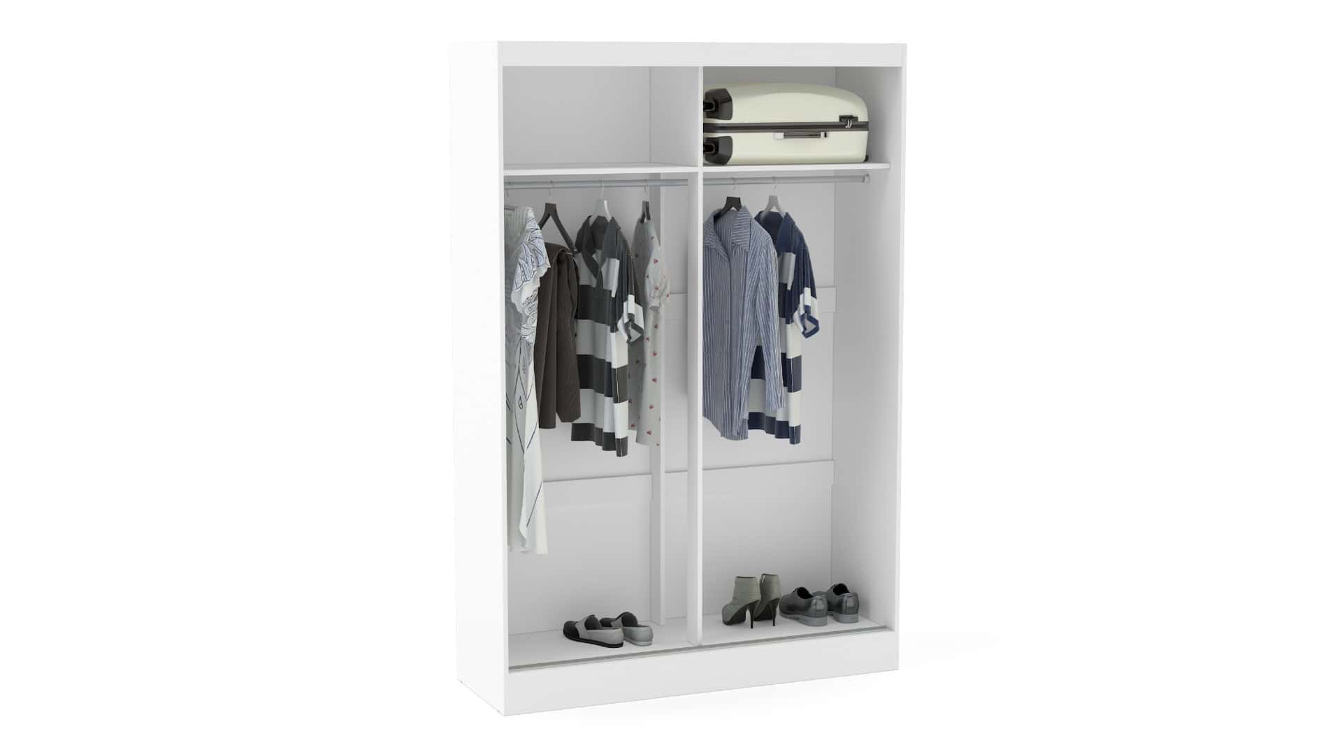Lynx 2 Door Sliding Wardrobe With Mirror - White & Grey - Image 2