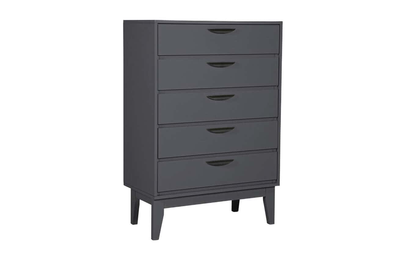 Luna 5 Drawer Chest of Drawers - Dark Grey | Buy Online | Beds.ie
