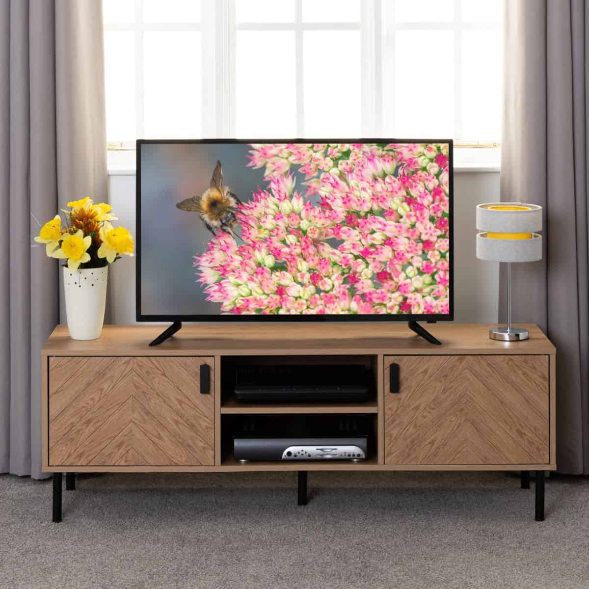 Leon 2 Door TV Unit - Medium Oak Effect | Buy Online | Beds.ie