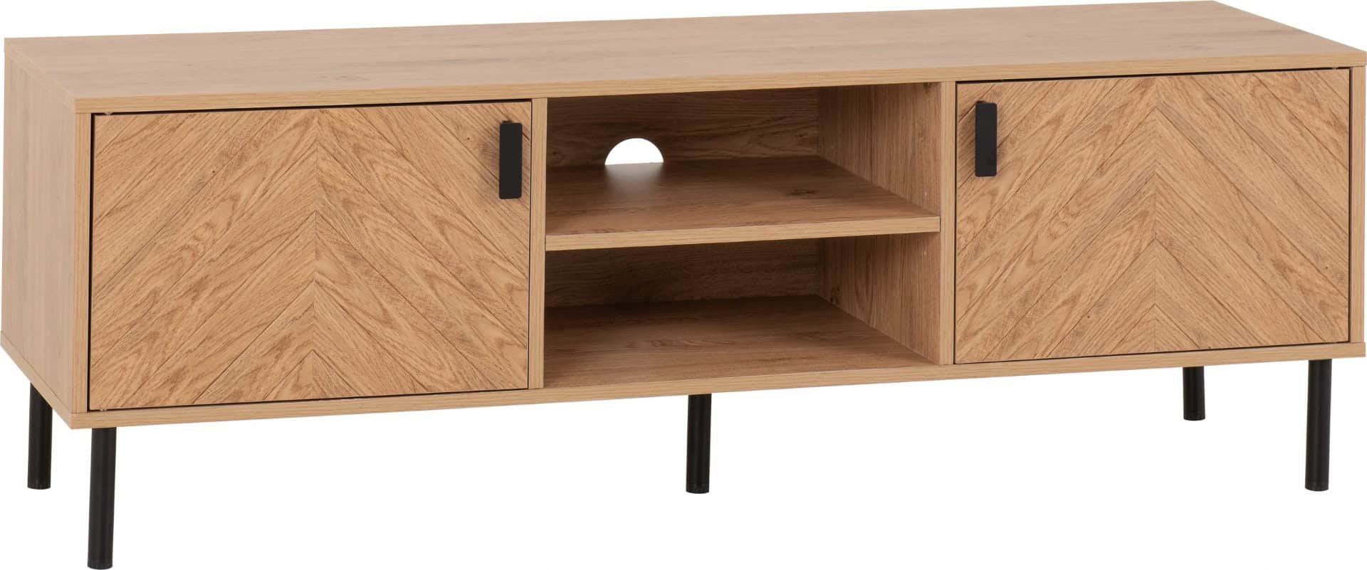 Leon 2 Door TV Unit - Medium Oak Effect - Image 2