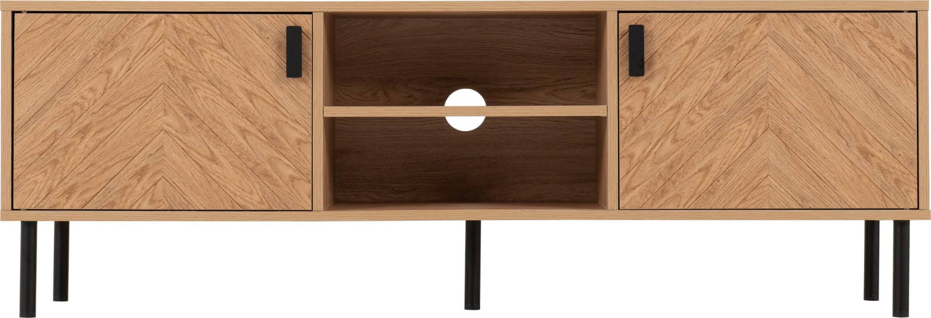 Leon 2 Door TV Unit - Medium Oak Effect - Image 3