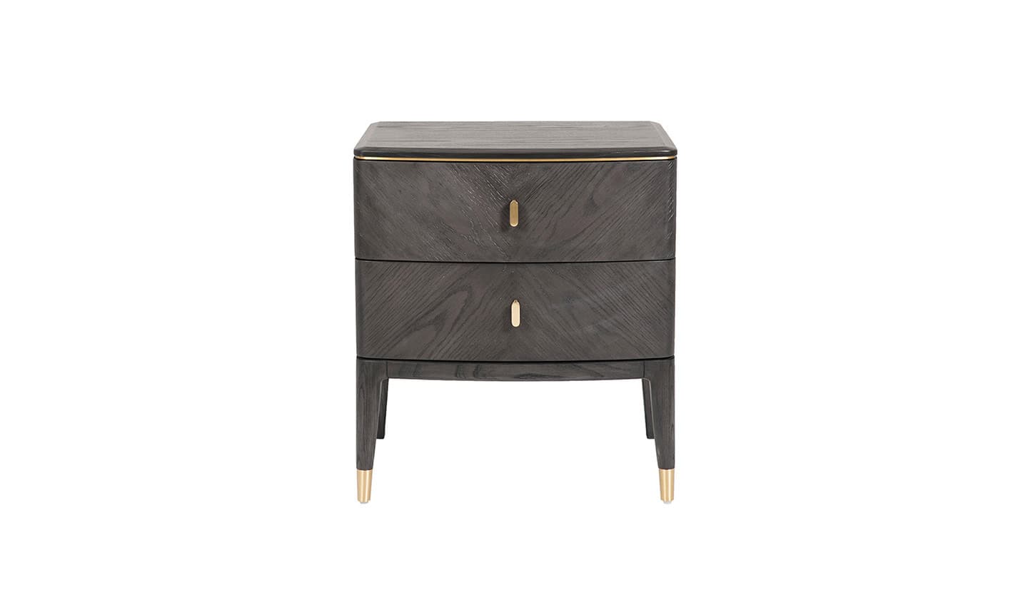 Diletta Bedside Table 2 Drawer - Ebony - Image 2