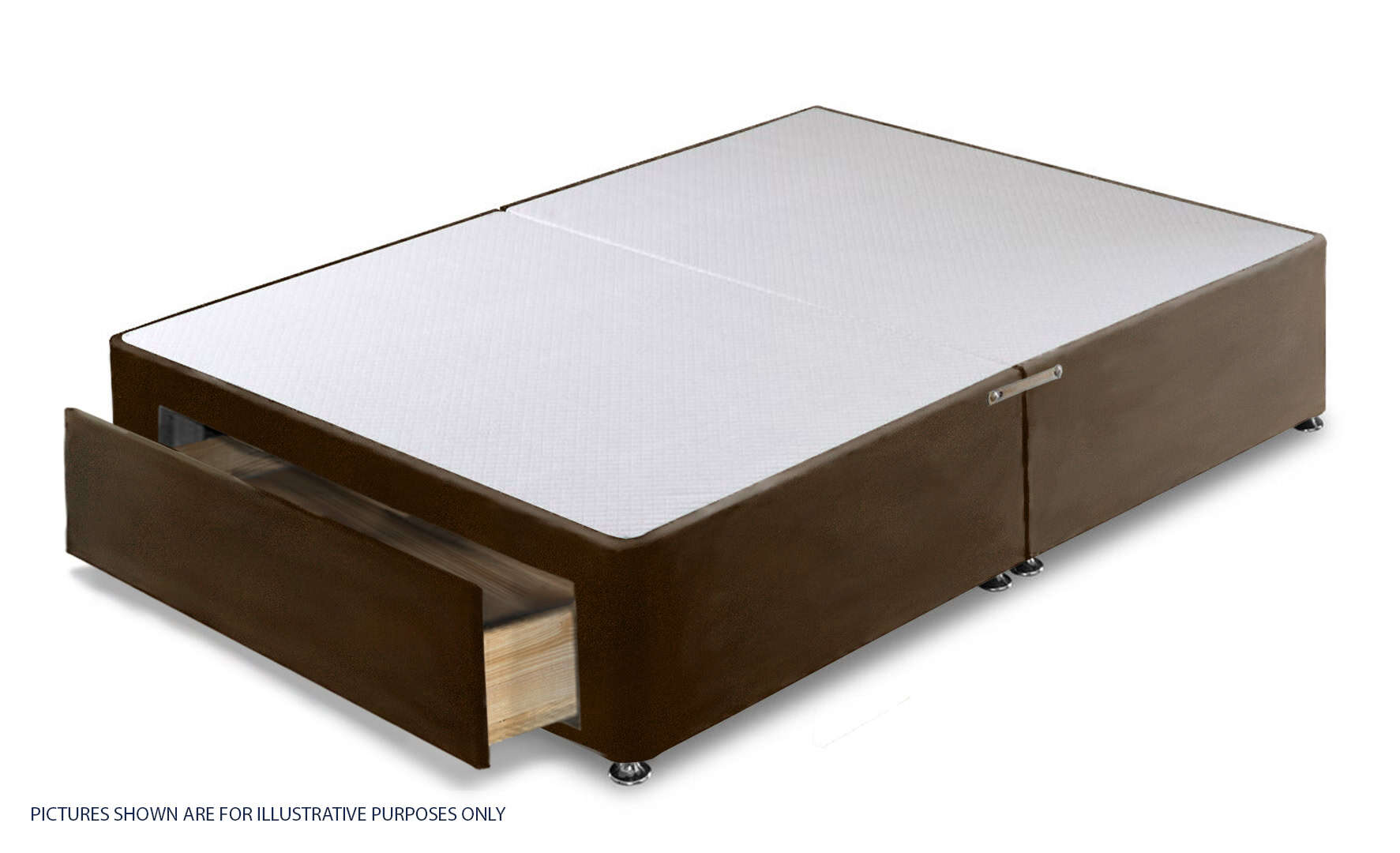 Apollo 6ft Velvet Brown Jumbo Drawer Divan Base | Buy Online | Beds.ie