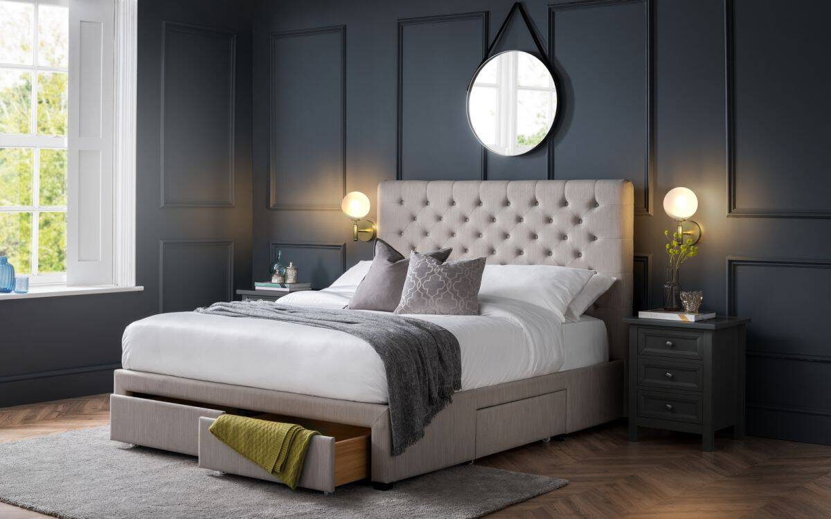 Winston 6ft 4 Drawer Bed - Grey Linen | Buy Online | Beds.ie