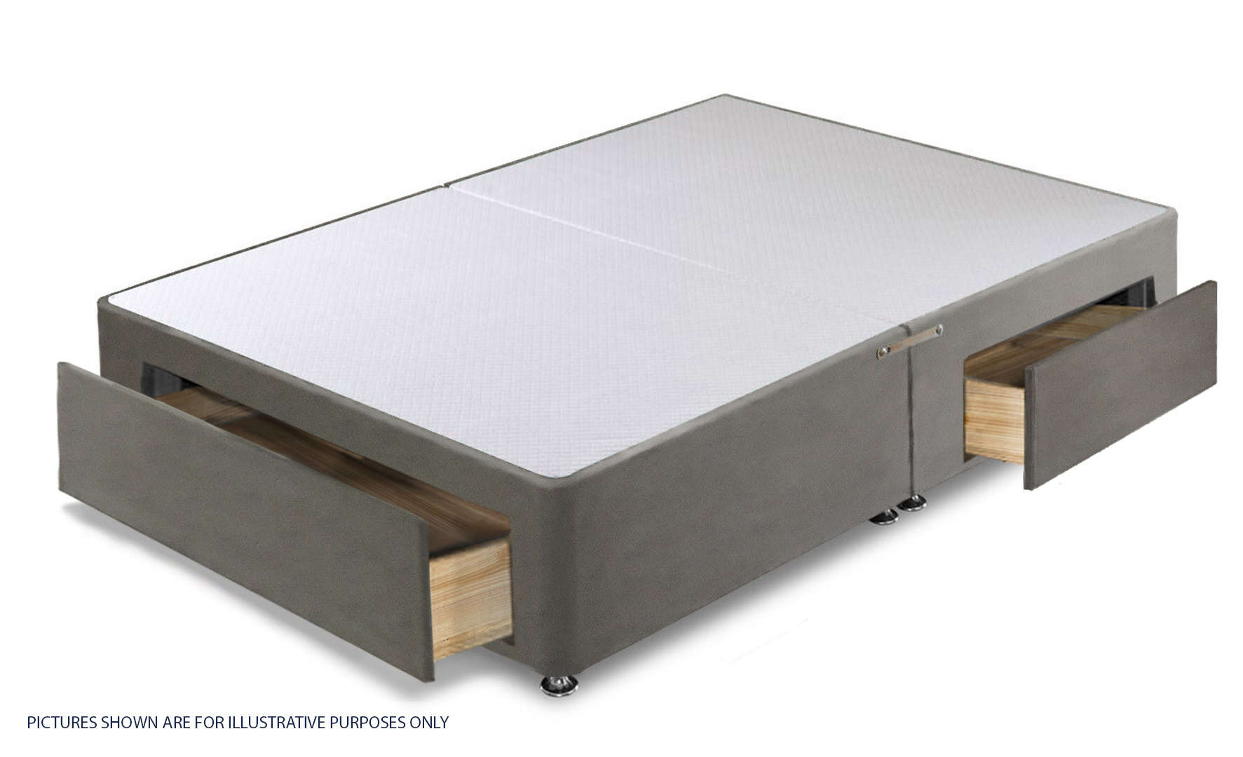 Apollo 6ft Velvet Light Grey Jumbo Drawer Divan Base - Image 2