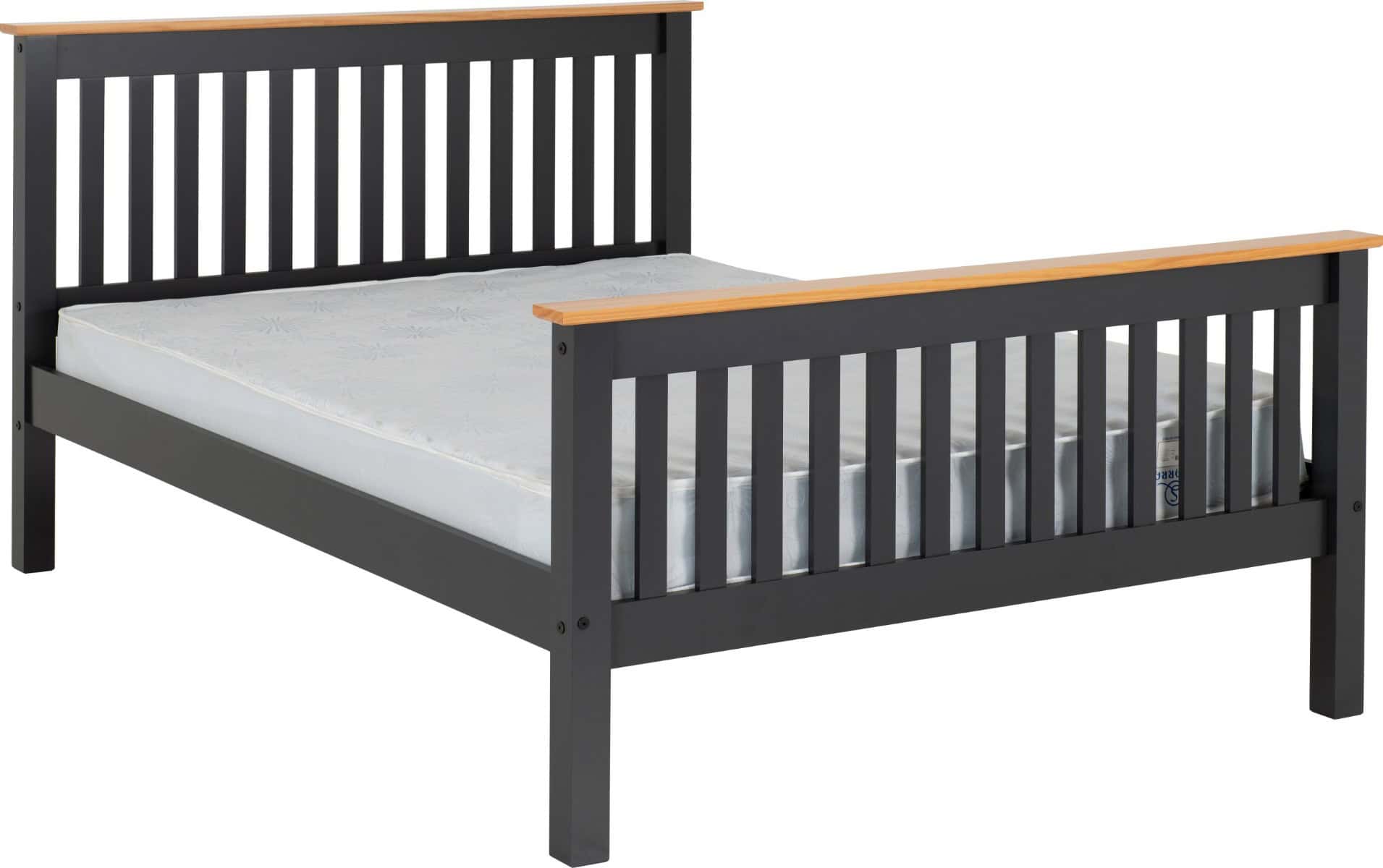 Monaco 4ft6 High End Bedframe - Dark Grey & Oak | Buy Online | Beds.ie