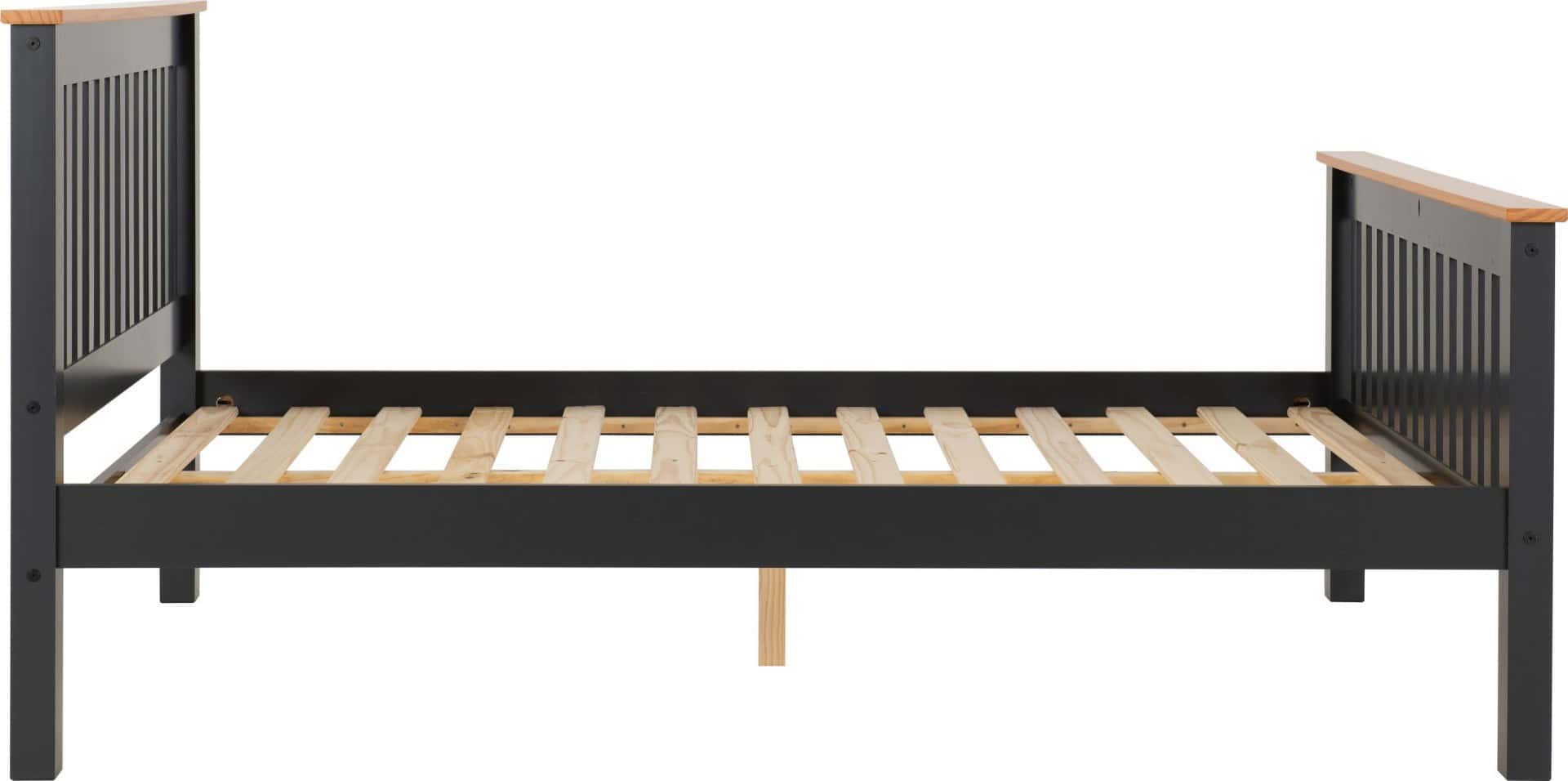 Monaco 4ft6 High End Bedframe - Dark Grey & Oak - Image 2