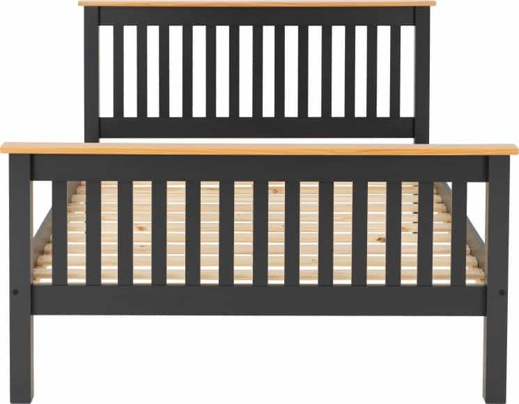 Monaco 4ft6 High End Bedframe - Dark Grey & Oak - Image 3