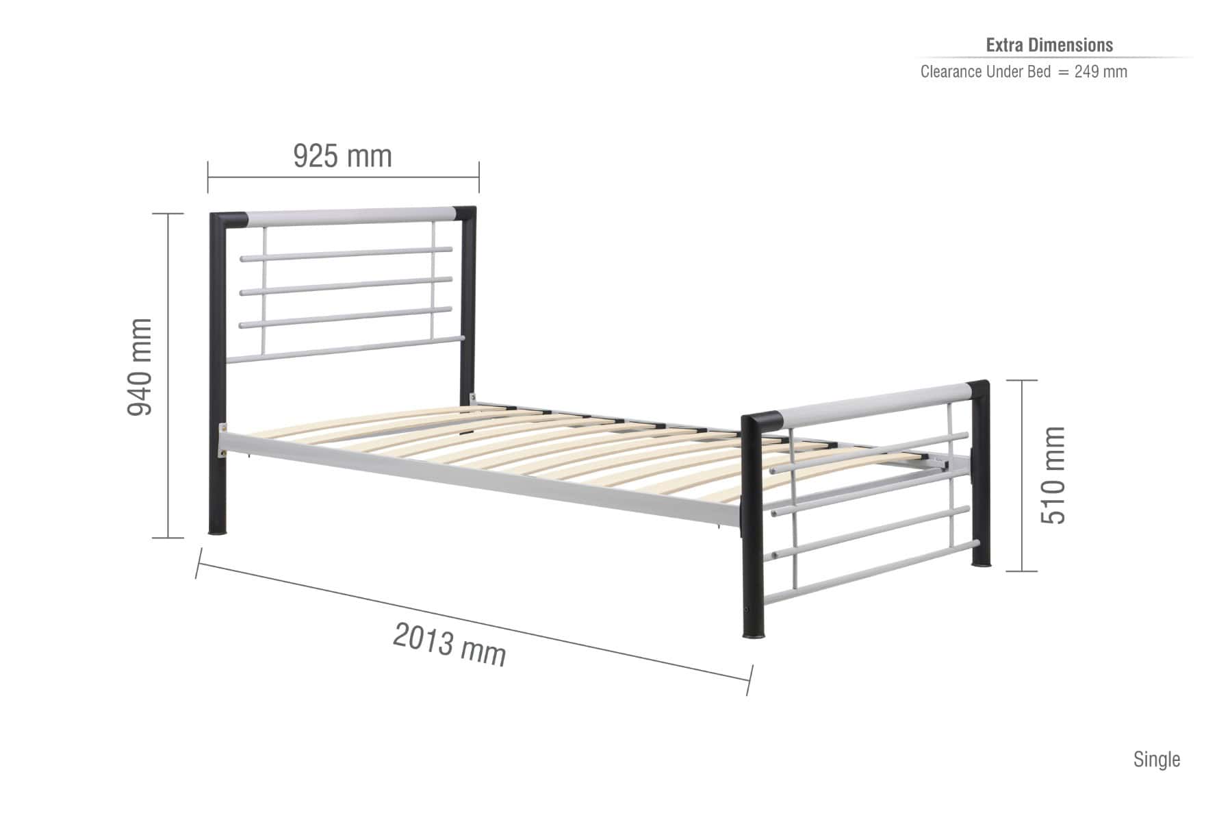 Faro 3ft Bedframe - Silver/Black - Image 7