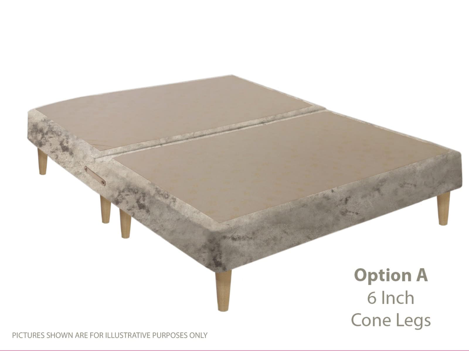 Apollo 4ft6 Glitz Silver Shallow Divan Base on Legs | Buy Online | Beds.ie